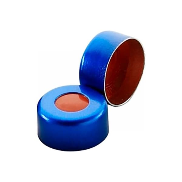 Cp Lab Safety. Wheaton 11mm Crimp Seal, Aluminum Blue, PTFE/Silicone/PTFE, Case of 1000 224231-05 - main